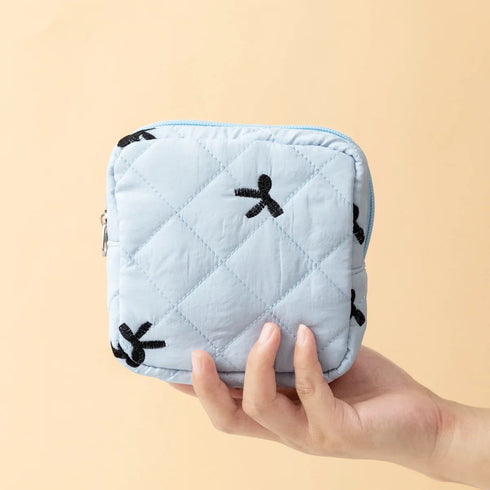 Cute Bow Women Mini Cosmetic Bag Sanitary Napkins Storage Bag Portable Tampon Holder Case Mini Makeup Lipstick Storage Bag Pouch